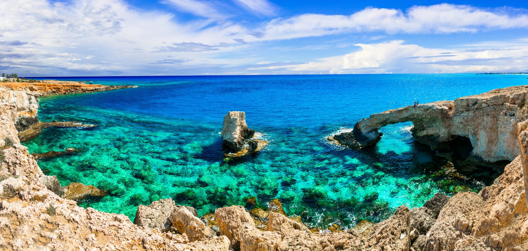 Panoramic Cyprus coastline showing natural land and sea formation